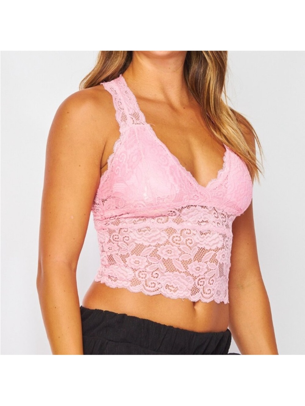 Lace Racerback Bra Tank With Removable Pads White NEW